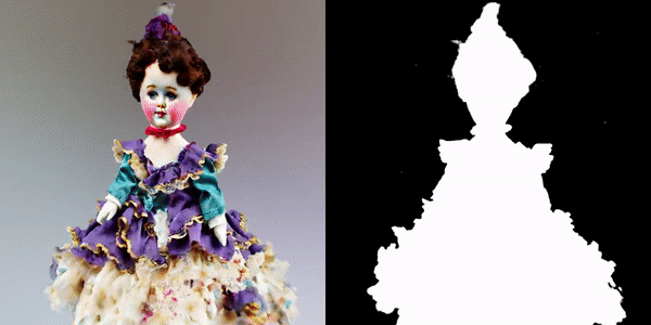 A vintage porcelain doll with a frilly dress